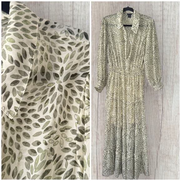 Kate and Lily Dresses & Skirts - Kate and Lily leaf print long sleeve tired maxi dress, size 12